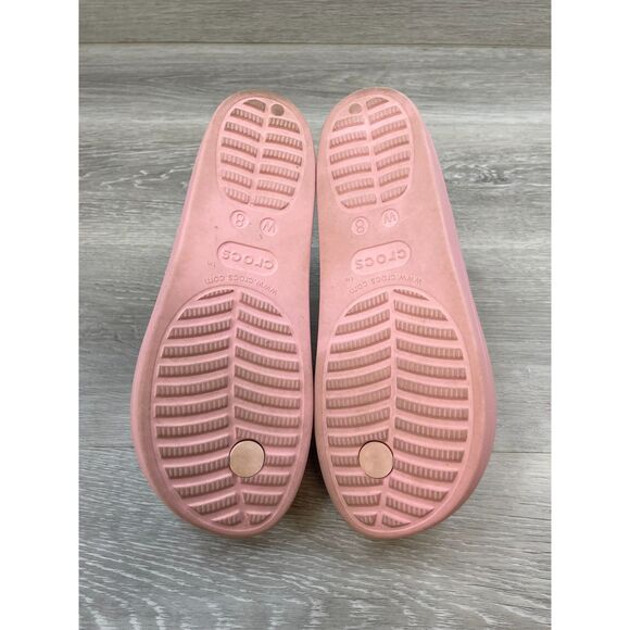 Crocs Baya Women's Sandal Platform Flip Flop Thong Slip-On Rubber 8 Pink Shoes - Picture 7 of 11